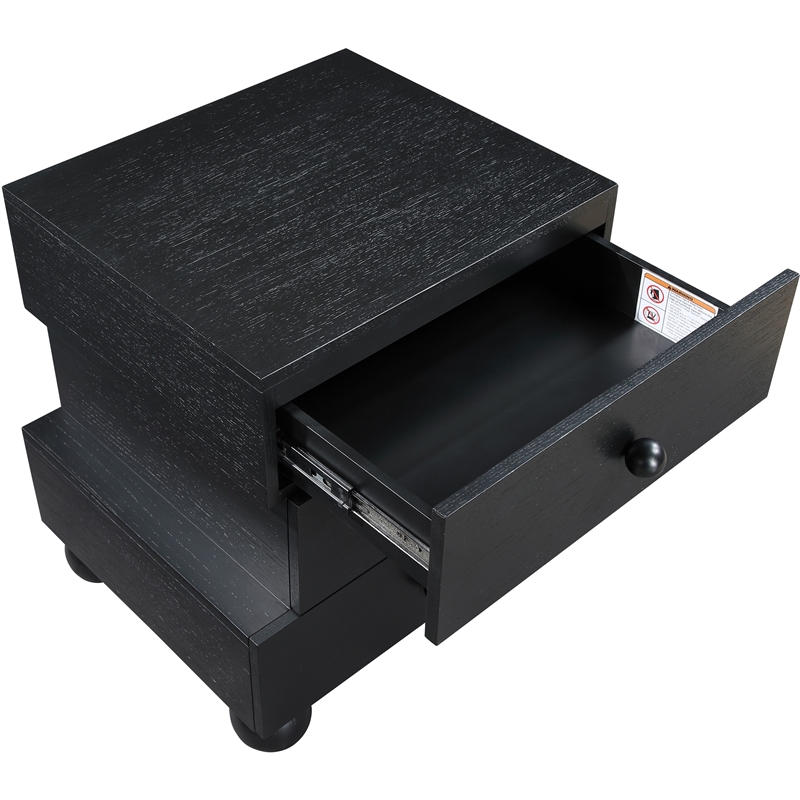 Meridian Furniture Askew Black Oak Veneer Night Stand