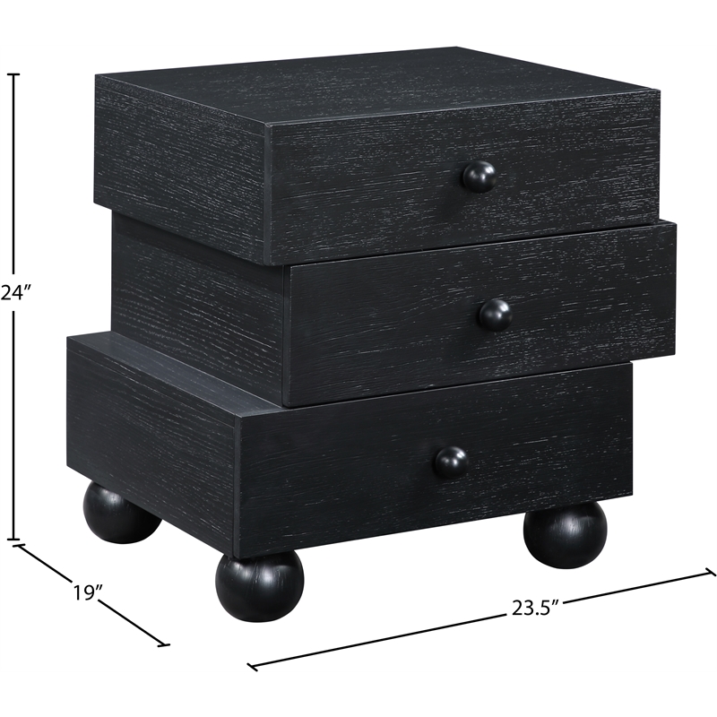 Meridian Furniture Askew Black Oak Veneer Night Stand