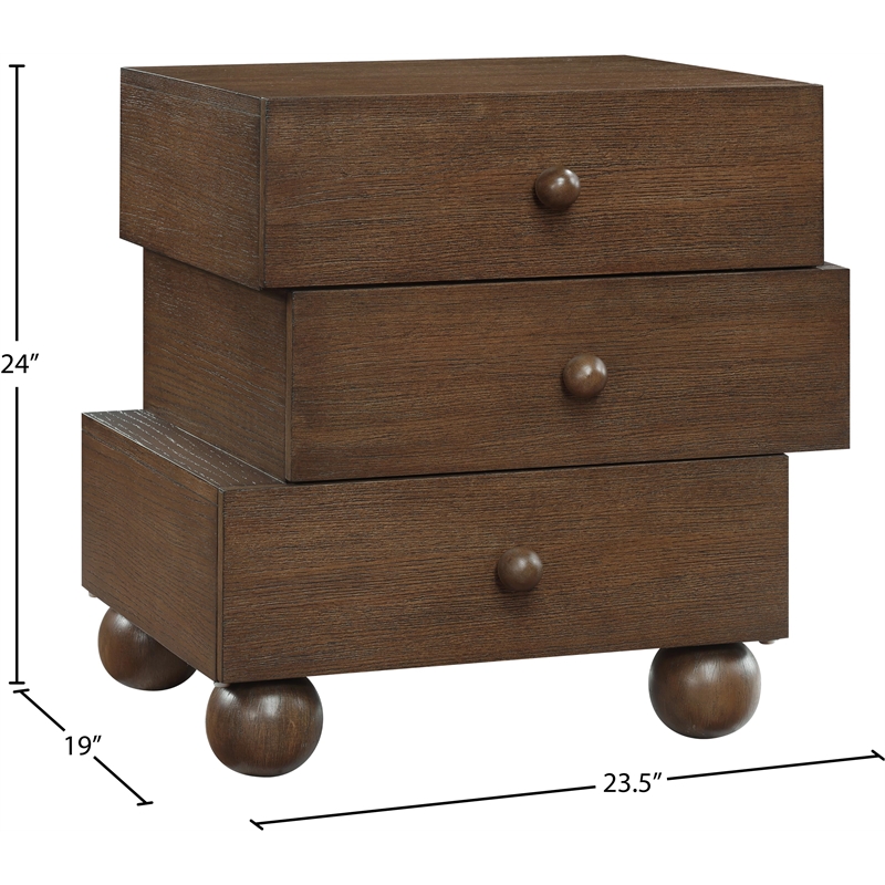 Meridian Furniture Askew Brown Oak Veneer Night Stand