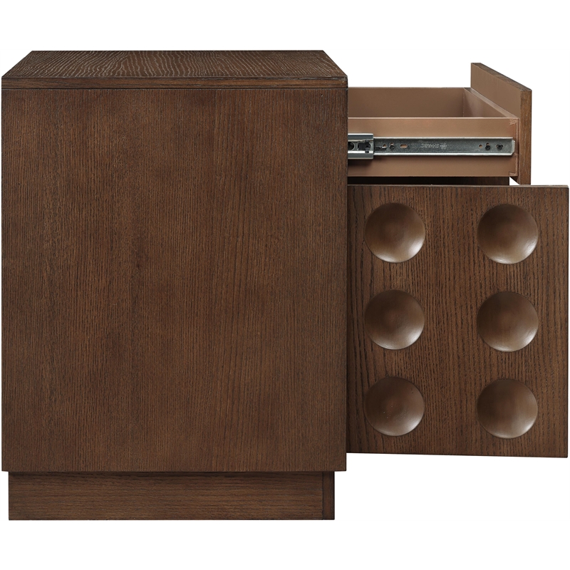 Meridian Furniture Compass Brown Oak Veneer Night Stand