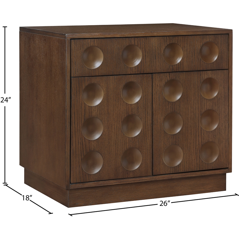 Meridian Furniture Compass Brown Oak Veneer Night Stand