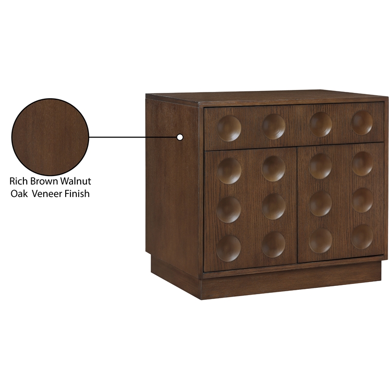 Meridian Furniture Compass Brown Oak Veneer Night Stand