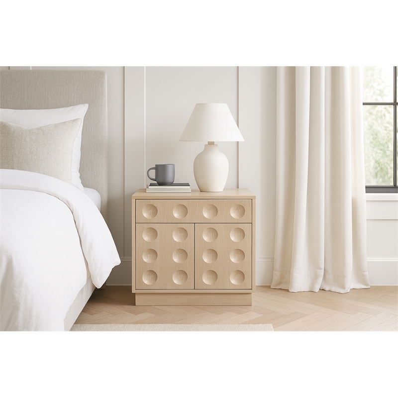 meridian furniture compass natural oak veneer night stand