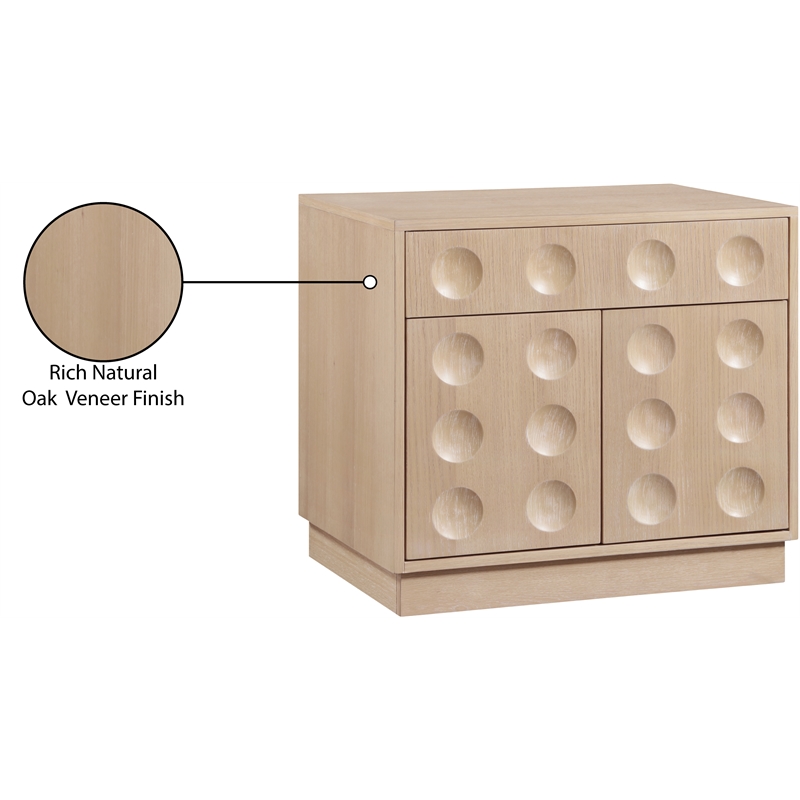 meridian furniture compass natural oak veneer night stand