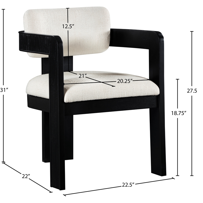 Meridian Furniture Sacha Cream Linen Textured Fabric Dining Chair (Set of 2)