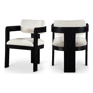 Meridian Furniture Sacha Cream Linen Textured Fabric Dining Chair (Set of 2)