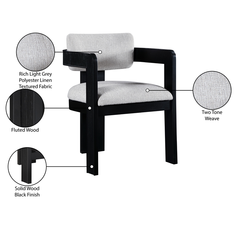 Meridian Furniture Sacha Grey Linen Textured Fabric Dining Chair (Set of 2)