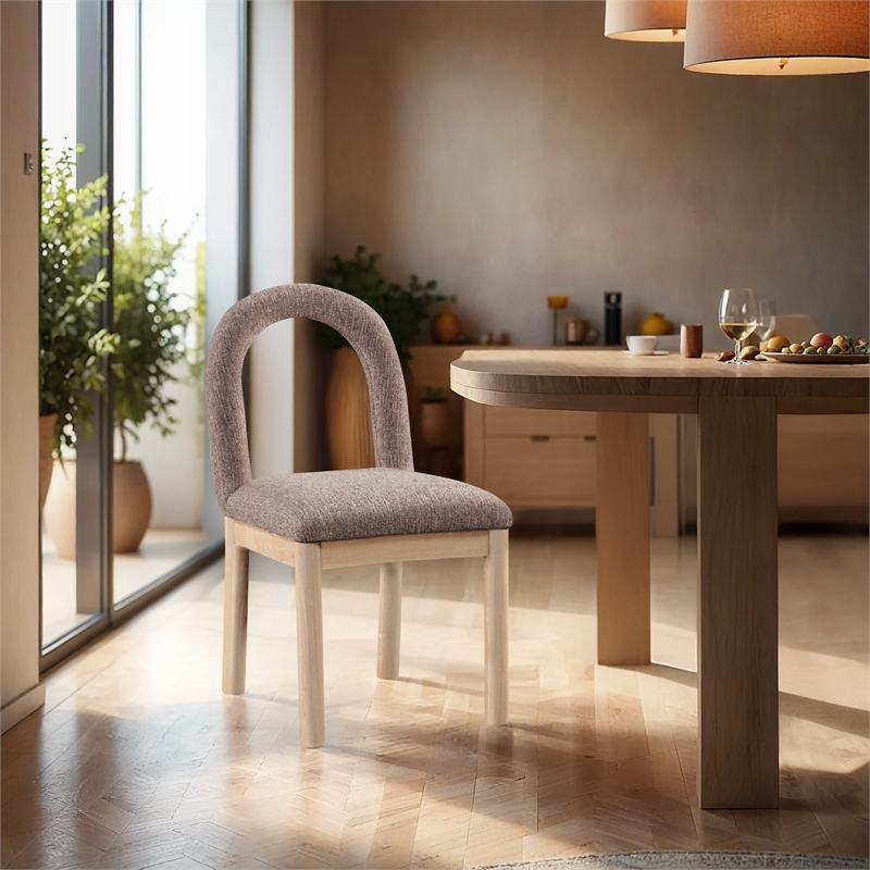 Meridian Furniture Conrad Brown Linen Textured Fabric Dining Chair