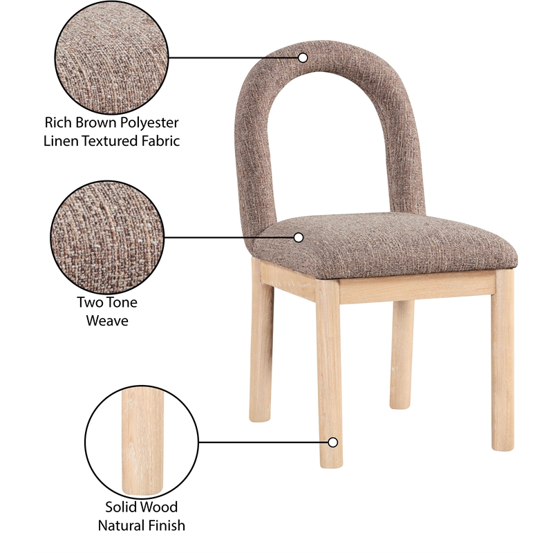 Meridian Furniture Conrad Brown Linen Textured Fabric Dining Chair