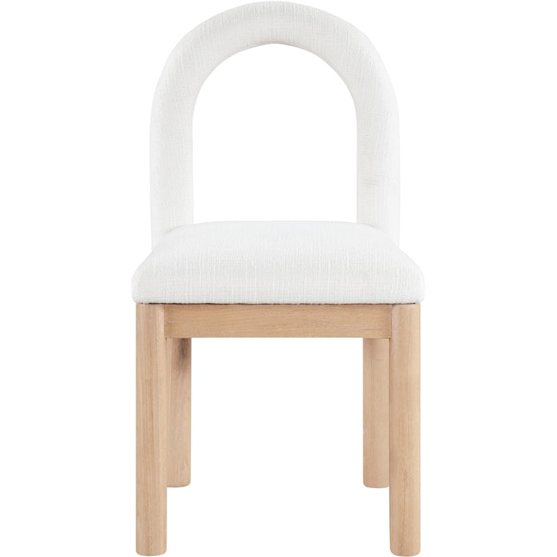 meridian furniture conrad cream linen textured fabric dining chair