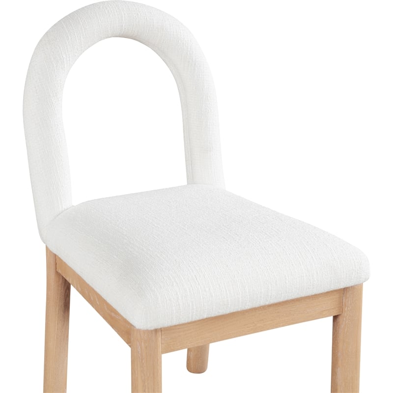 meridian furniture conrad cream linen textured fabric dining chair