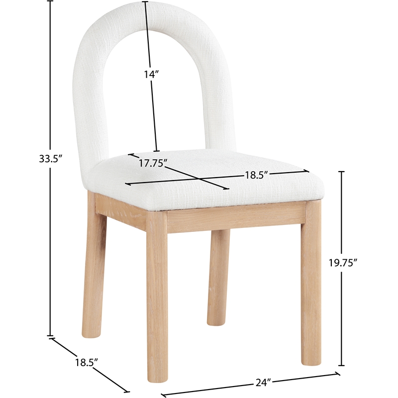 meridian furniture conrad cream linen textured fabric dining chair