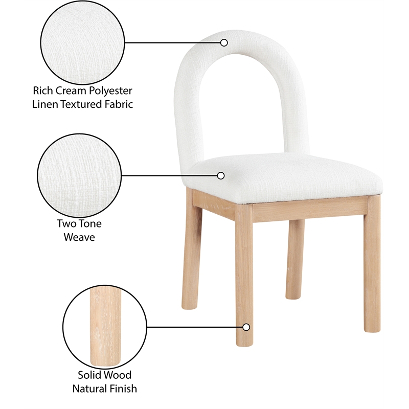 meridian furniture conrad cream linen textured fabric dining chair