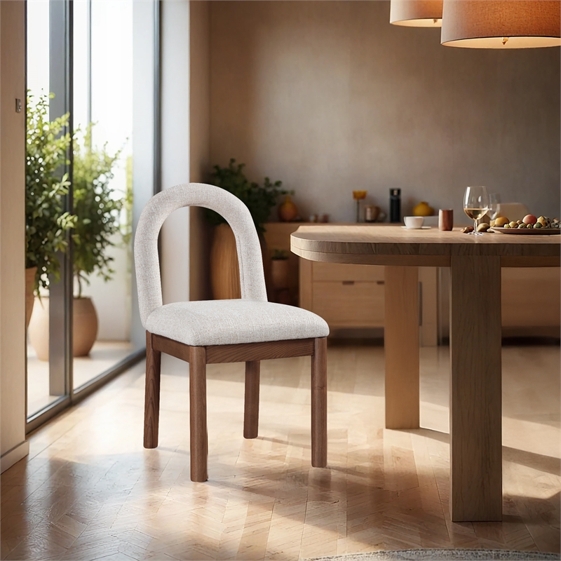 Meridian Furniture Conrad Beige Linen Textured Fabric Dining Chair