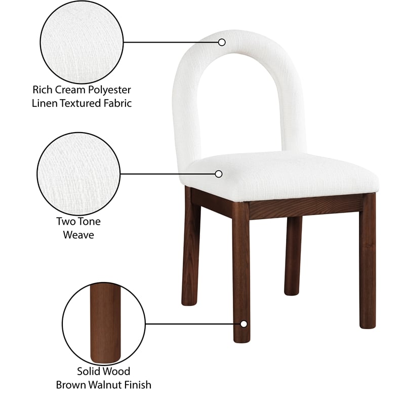 Meridian Furniture Conrad Cream Linen Textured Fabric Dining Chair