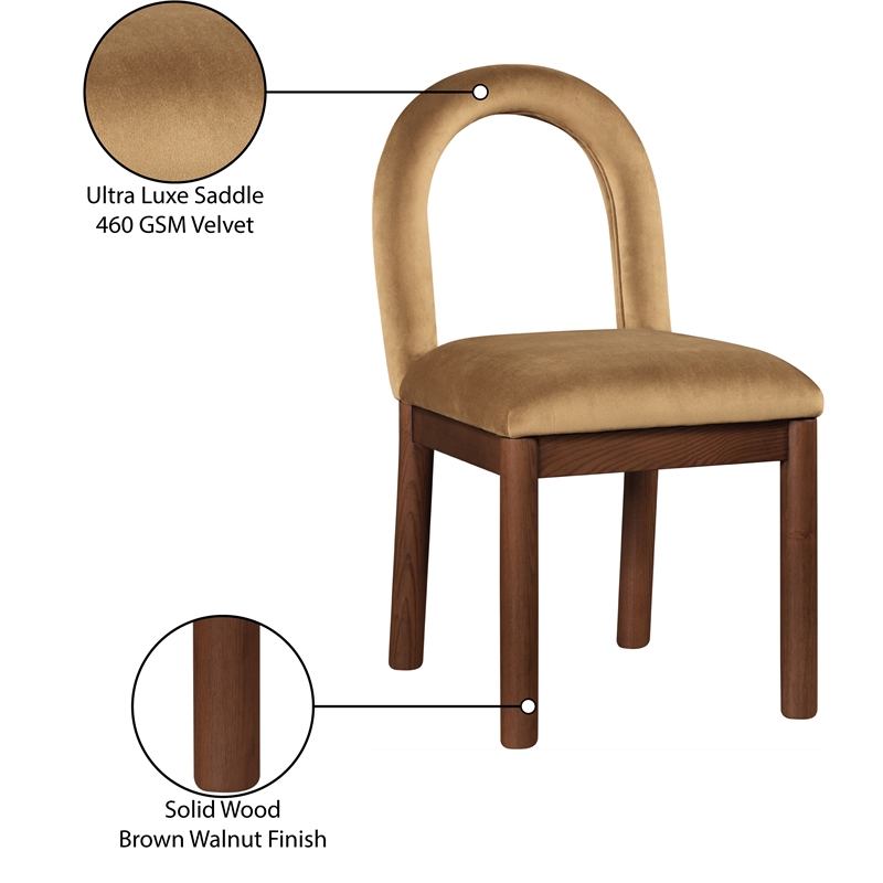 Meridian Furniture Conrad Saddle Velvet Dining Chair