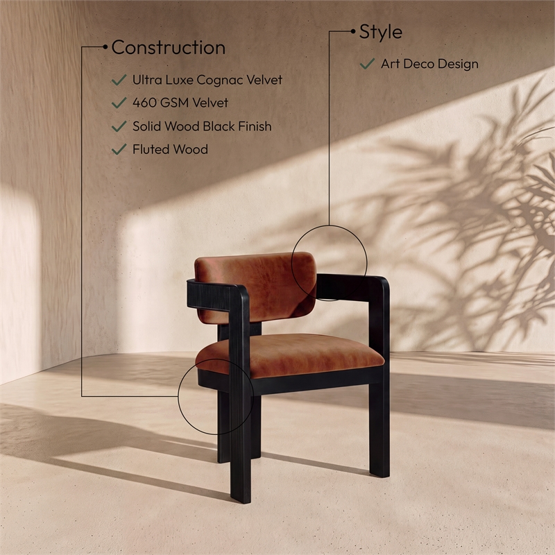 Meridian Furniture Sacha Cognac Velvet Dining Chair (Set of 2)
