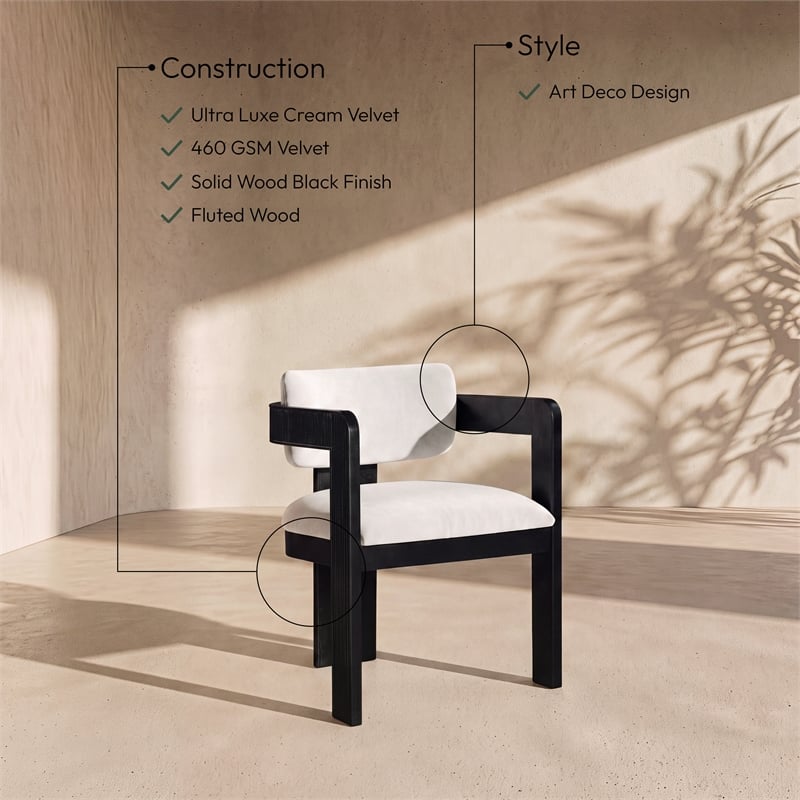 Meridian Furniture Sacha Cream Velvet Dining Chair (Set of 2)