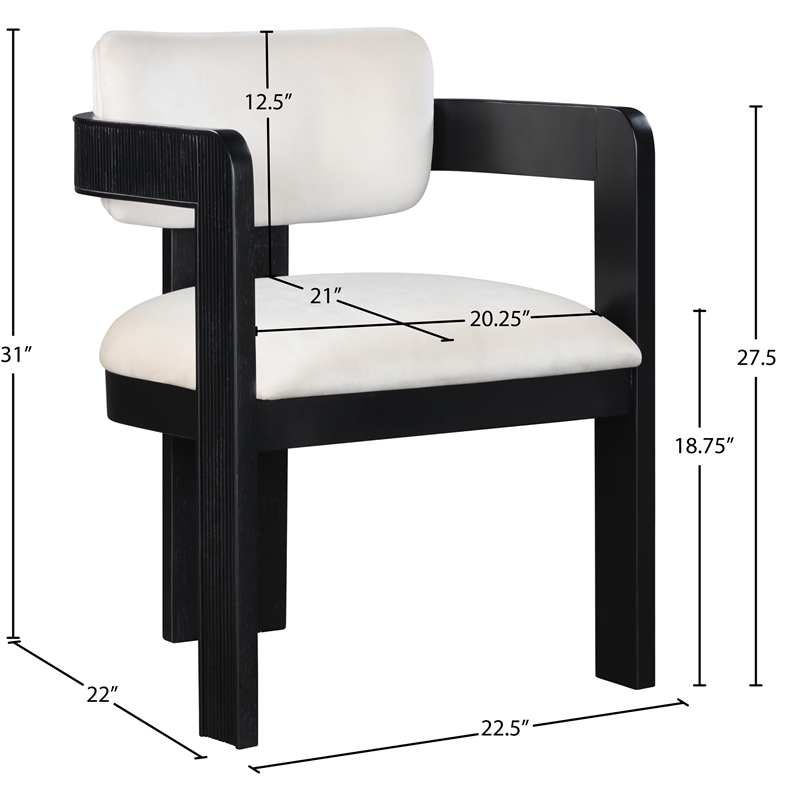 Meridian Furniture Sacha Cream Velvet Dining Chair (Set of 2)