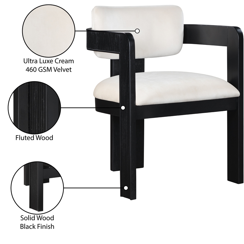 Meridian Furniture Sacha Cream Velvet Dining Chair (Set of 2)
