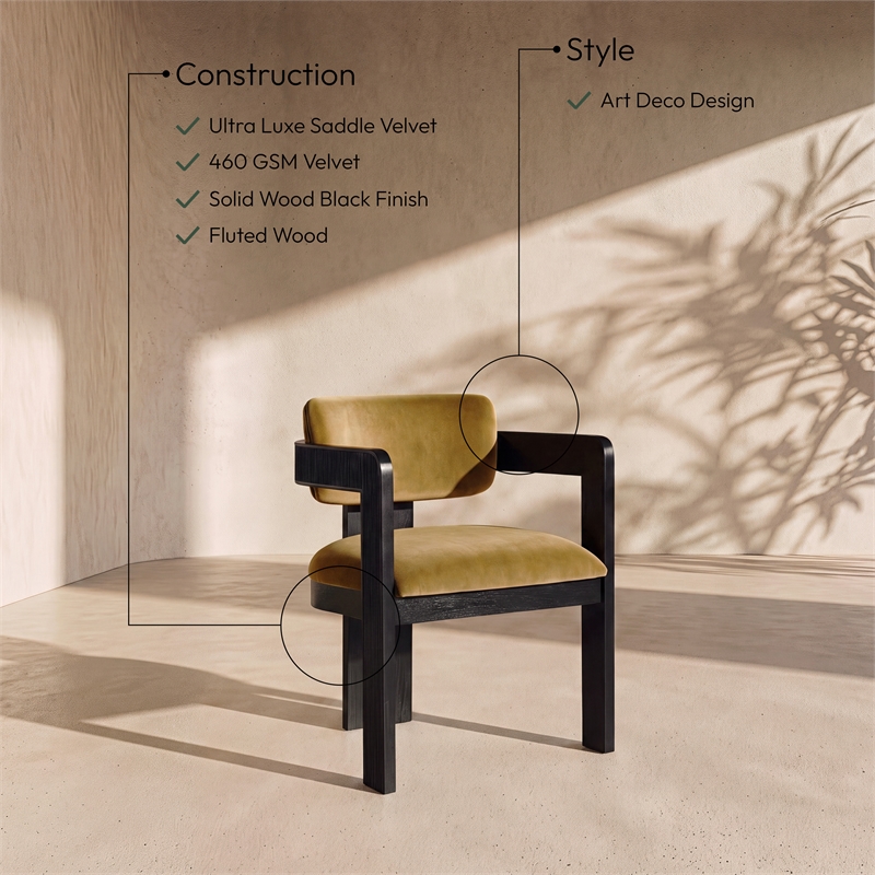Meridian Furniture Sacha Saddle Velvet Dining Chair (Set of 2)