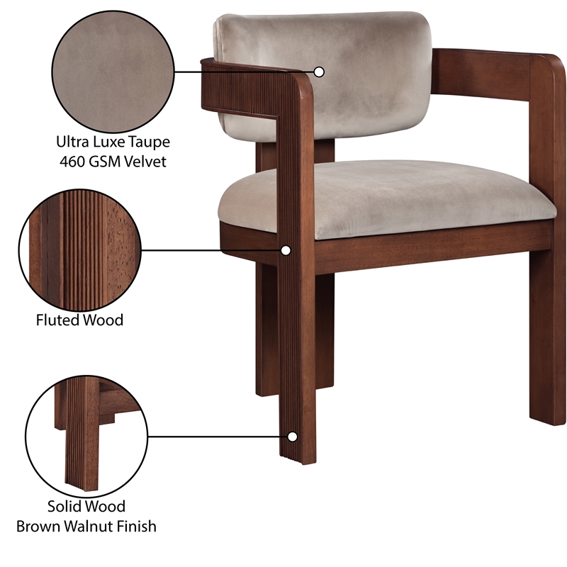 Meridian Furniture Sacha Taupe Velvet Dining Chair (Set of 2)