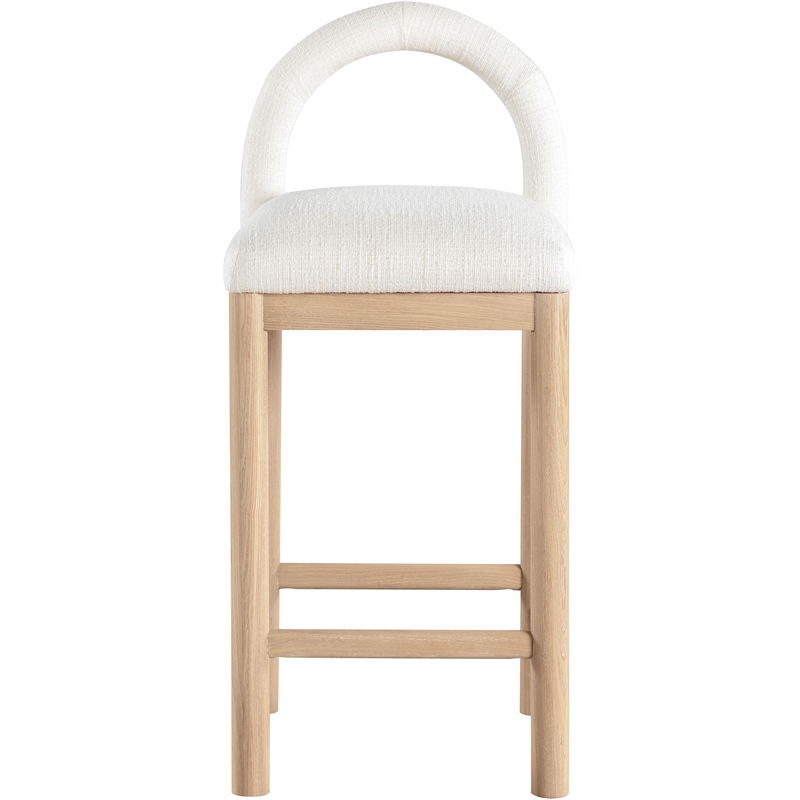 Meridian Furniture Conrad Cream Linen Textured Fabric Counter Stool