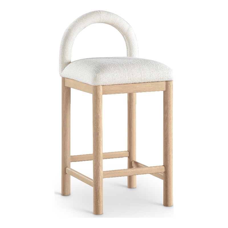 Meridian Furniture Conrad Cream Linen Textured Fabric Counter Stool