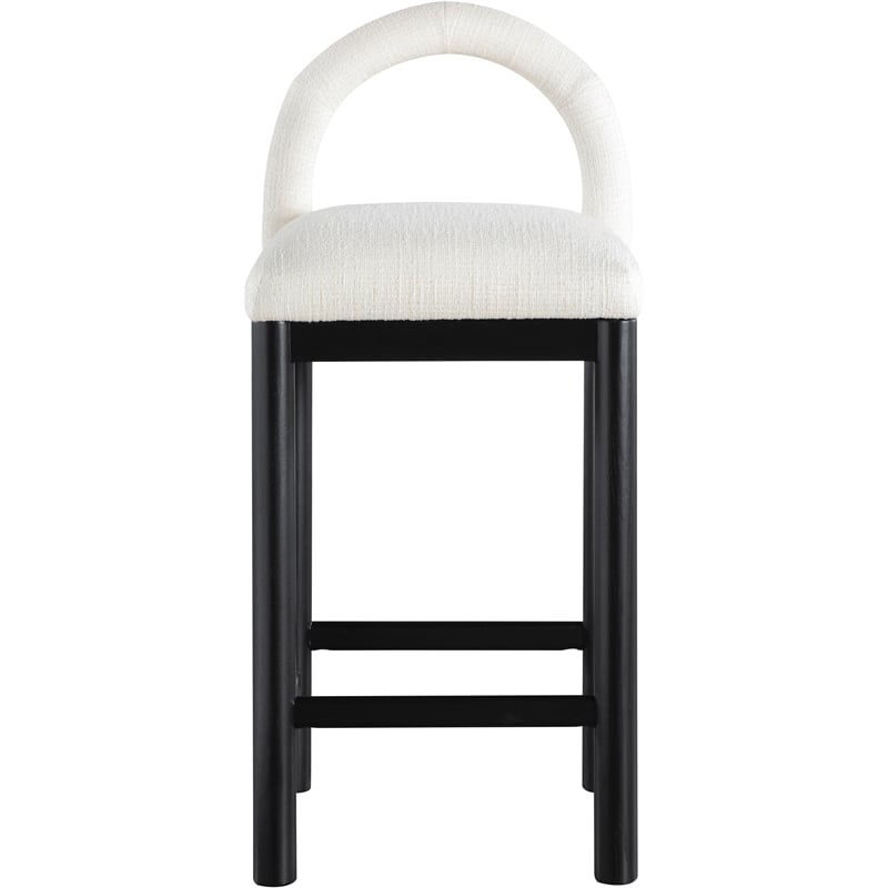 Meridian Furniture Conrad Cream Linen Textured Fabric Counter Stool