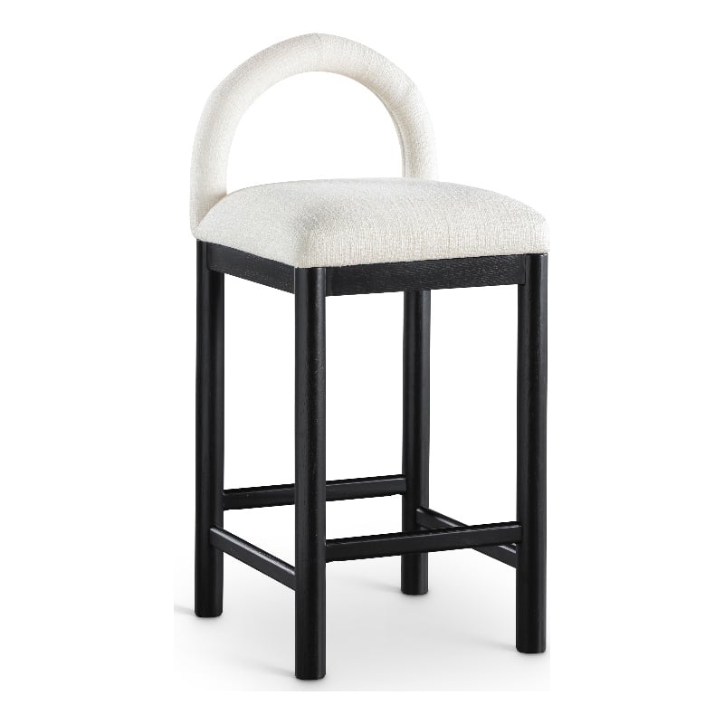 Meridian Furniture Conrad Cream Linen Textured Fabric Counter Stool