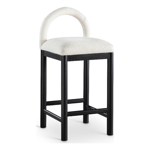 Meridian Furniture Conrad Cream Linen Textured Fabric Counter Stool