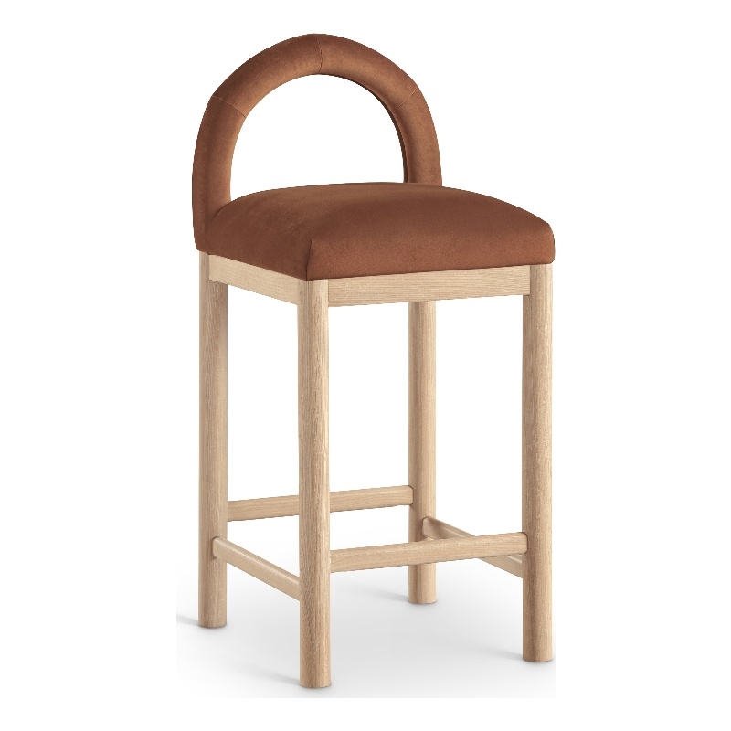 Meridian Furniture Conrad Cognac Velvet Counter Stool