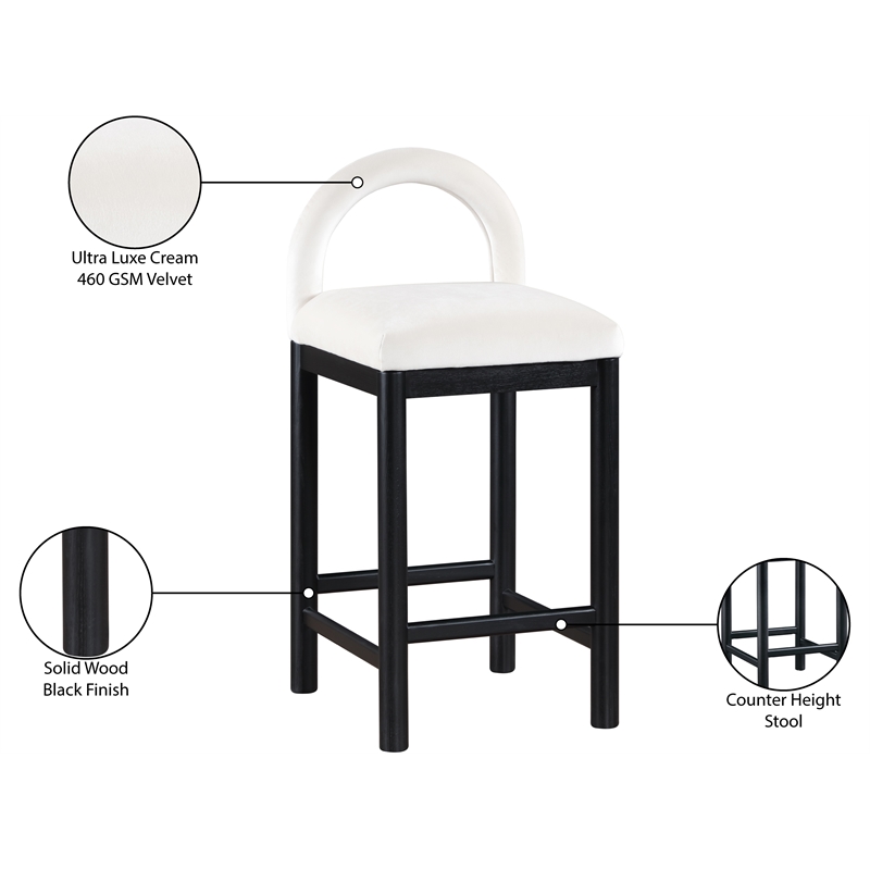 Meridian Furniture Conrad Cream Velvet Counter Stool
