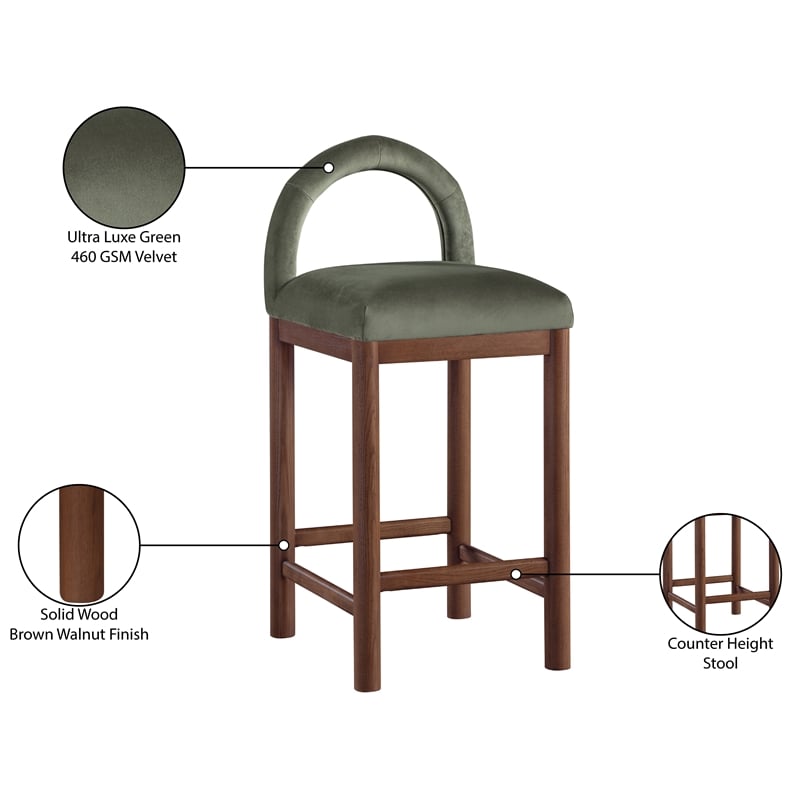 Meridian Furniture Conrad Green Velvet Counter Stool