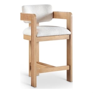 Meridian Furniture Sacha Cream Linen Textured Fabric Stool