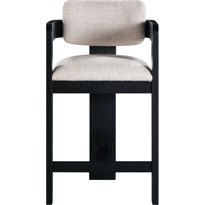 Meridian Furniture Sacha Beige Linen Textured Fabric Stool