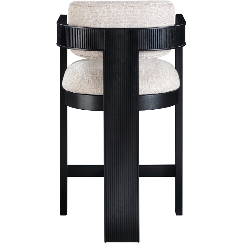 Meridian Furniture Sacha Beige Linen Textured Fabric Stool