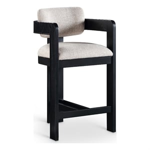 Meridian Furniture Sacha Beige Linen Textured Fabric Stool