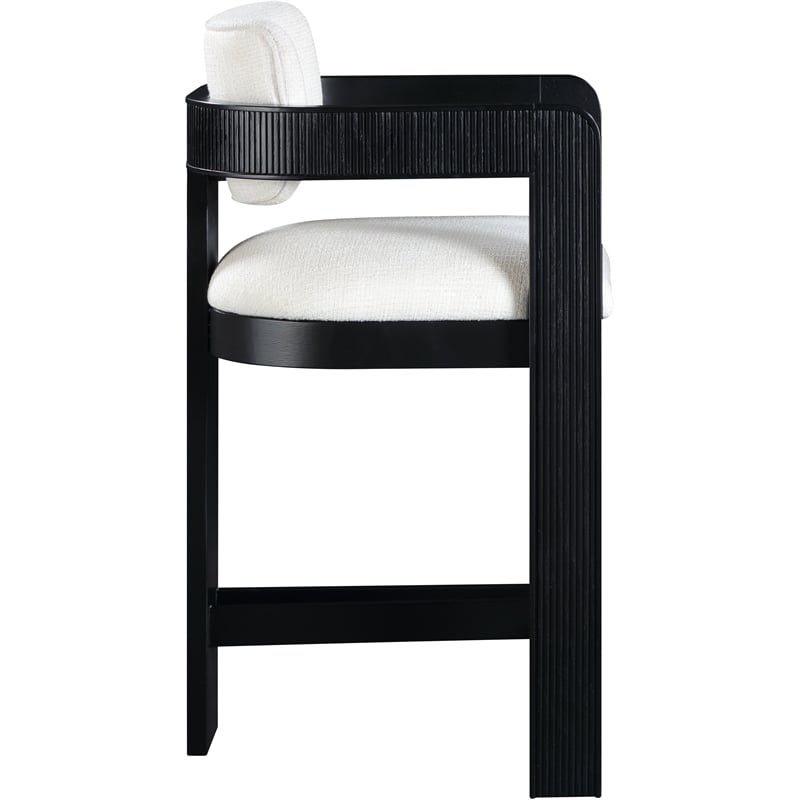 Meridian Furniture Sacha Cream Linen Textured Fabric Stool