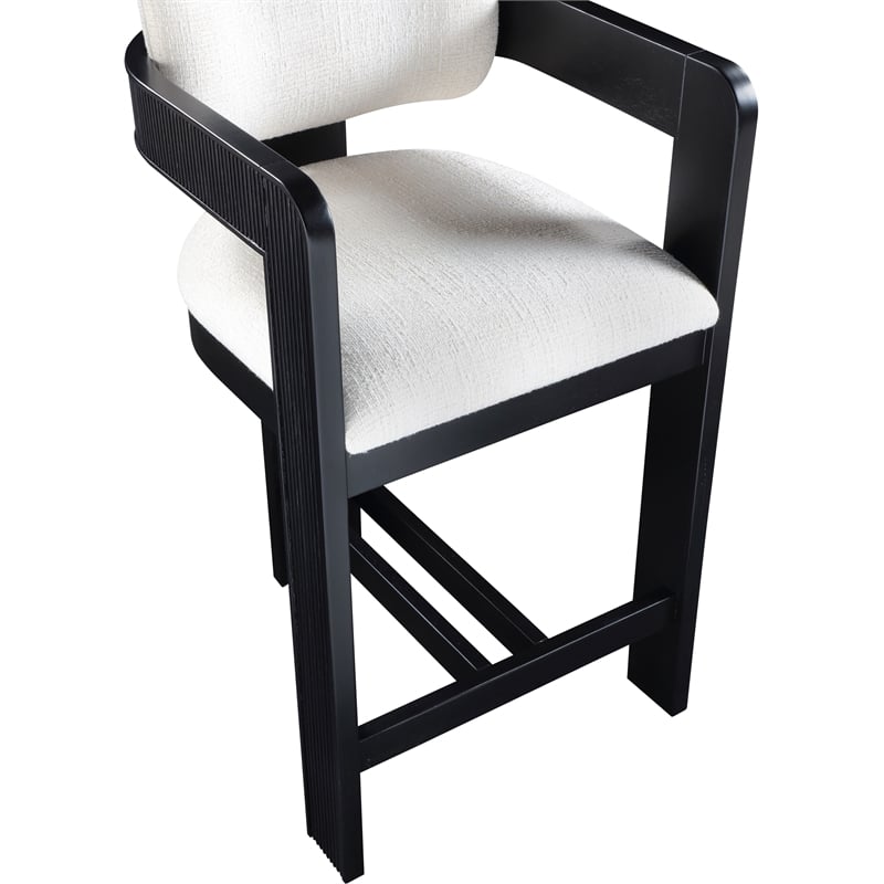 Meridian Furniture Sacha Cream Linen Textured Fabric Stool