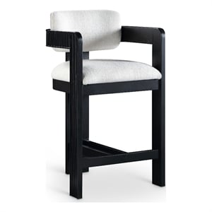 Meridian Furniture Sacha Cream Linen Textured Fabric Stool