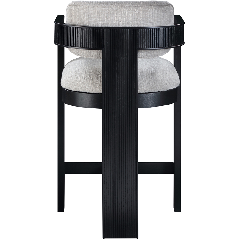 Meridian Furniture Sacha Grey Linen Textured Fabric Stool