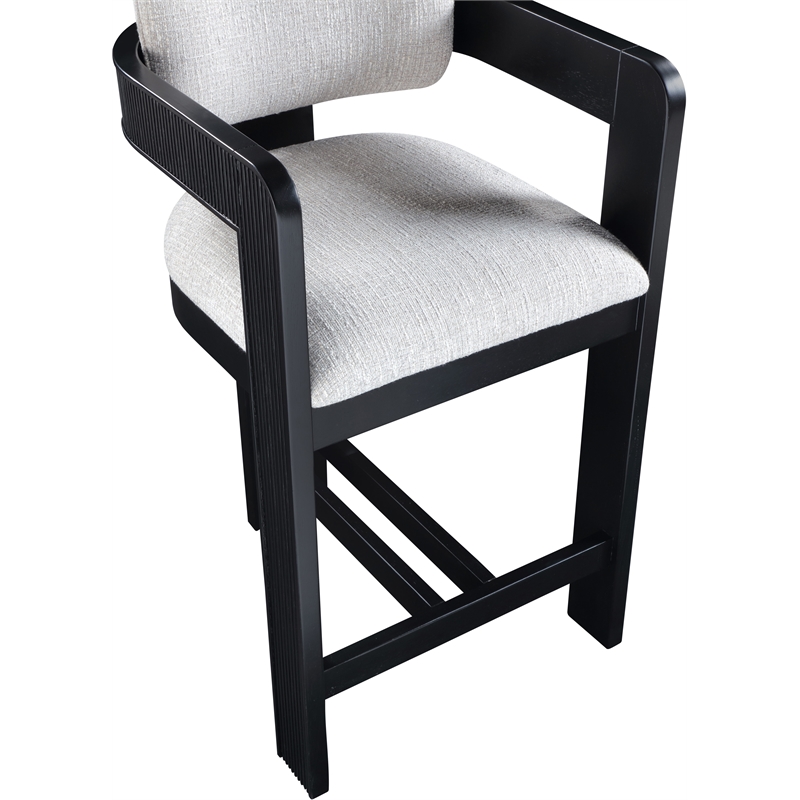 Meridian Furniture Sacha Grey Linen Textured Fabric Stool