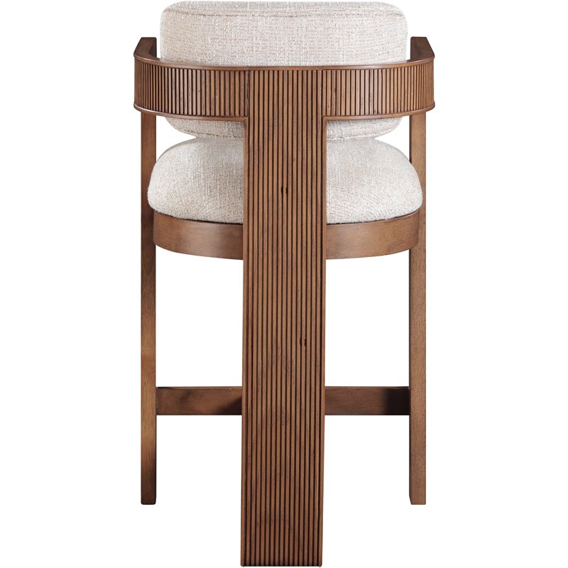 Meridian Furniture Sacha Beige Linen Textured Fabric Stool