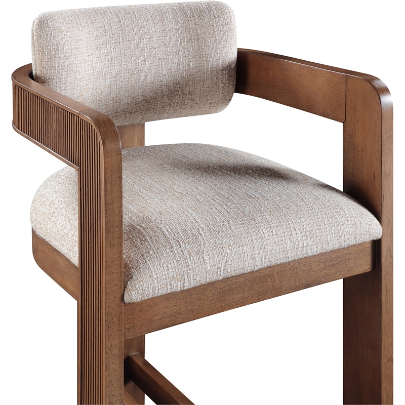 Meridian Furniture Sacha Beige Linen Textured Fabric Stool