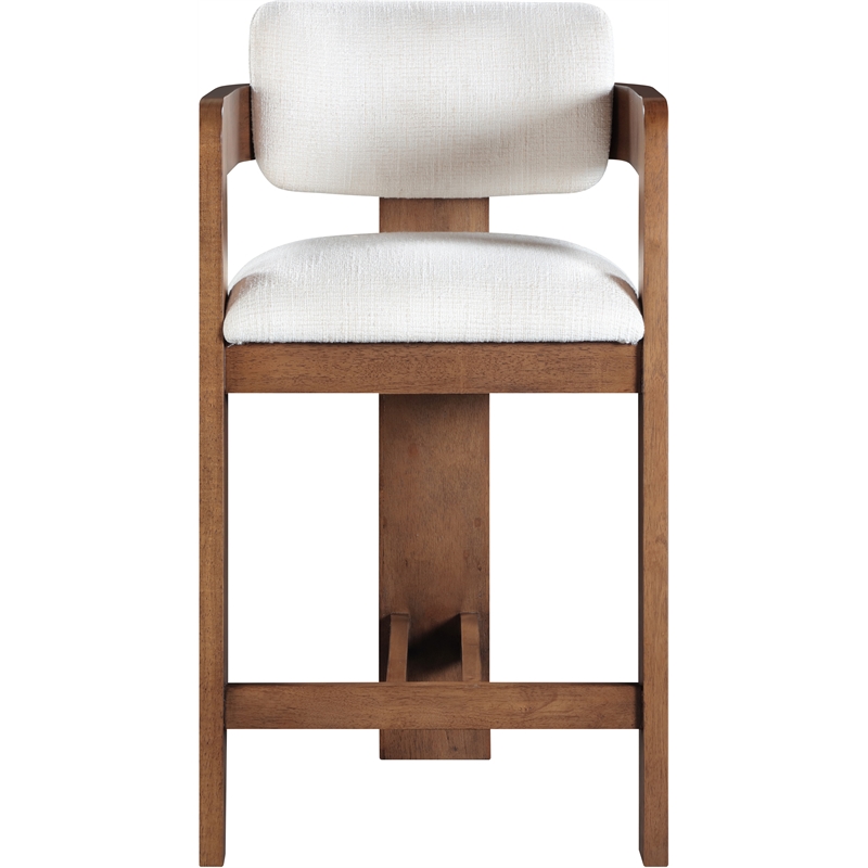 Meridian Furniture Sacha Cream Linen Textured Fabric Stool