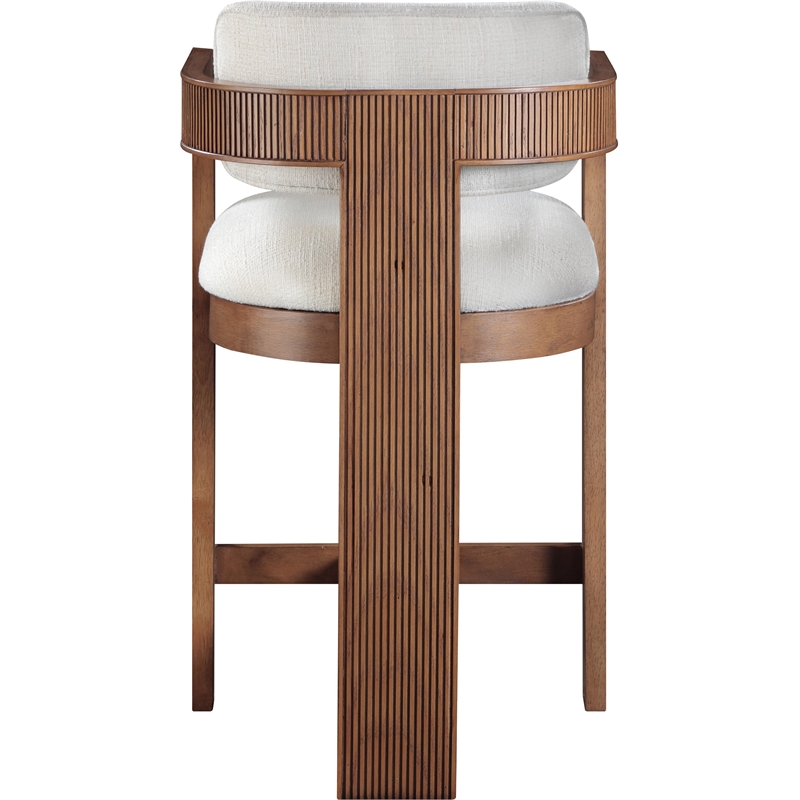 Meridian Furniture Sacha Cream Linen Textured Fabric Stool