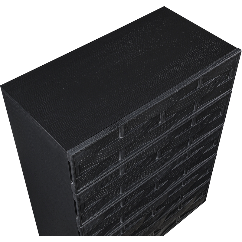 Meridian Furniture Weave Black Oak Veneer Chest