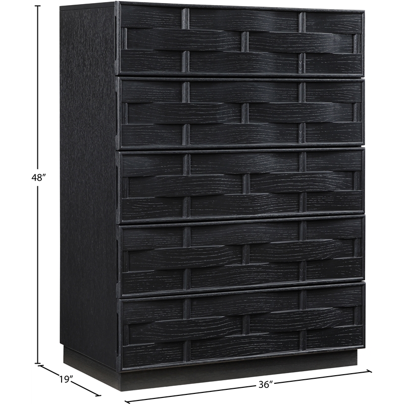 Meridian Furniture Weave Black Oak Veneer Chest