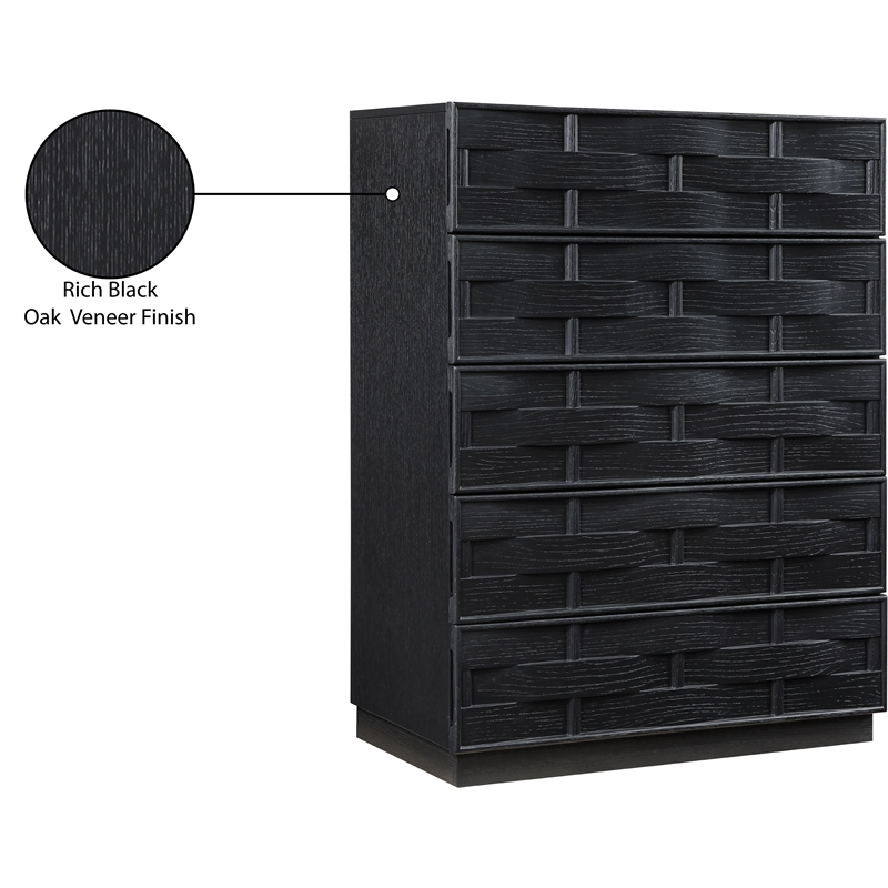 Meridian Furniture Weave Black Oak Veneer Chest